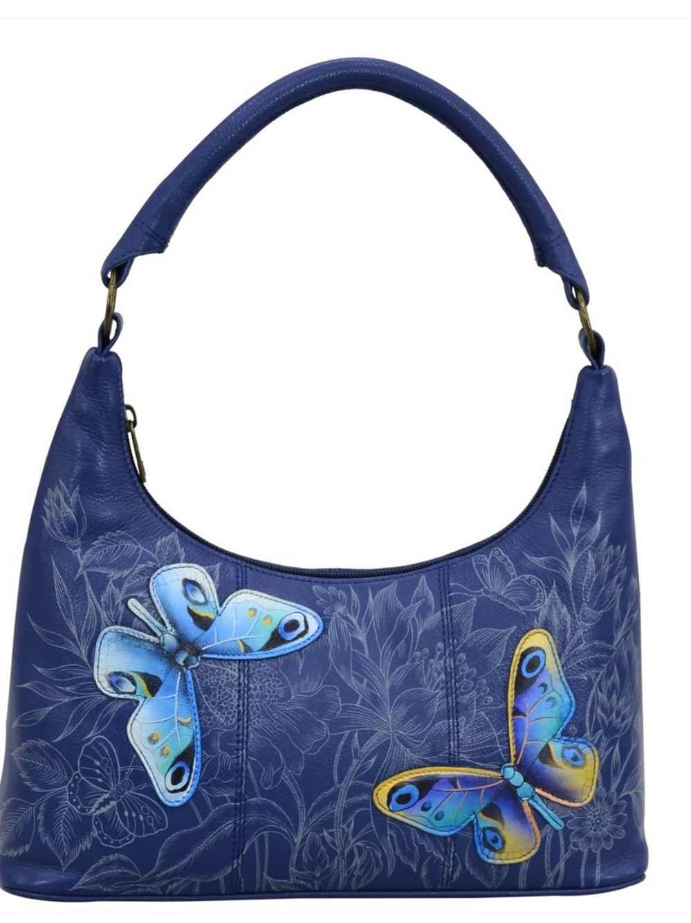 Anuschka leather hand painted Garden Of Delights hobo bag